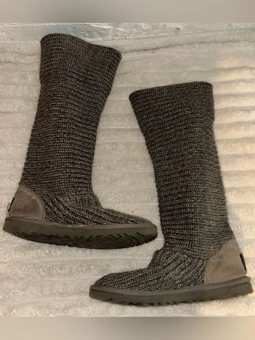 UGG australia sweater y2k Knit ButtonTall Boots in Gray